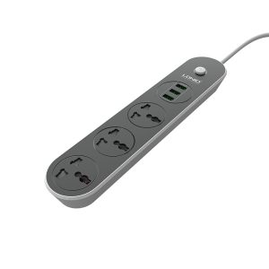 چند راهی برق 3 خانه ارت دار الدینیو مدل SC3301 + شارژر USB با کابل 2 متری ( اورجینال )
